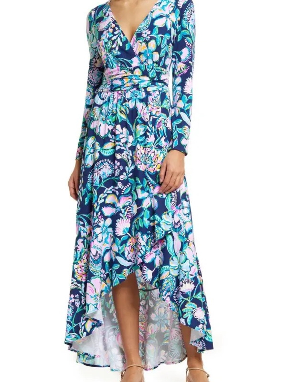 Lilly Pulitzer Montague Wrap Maxi in High Tide Navy She's Got Sol Dress Large